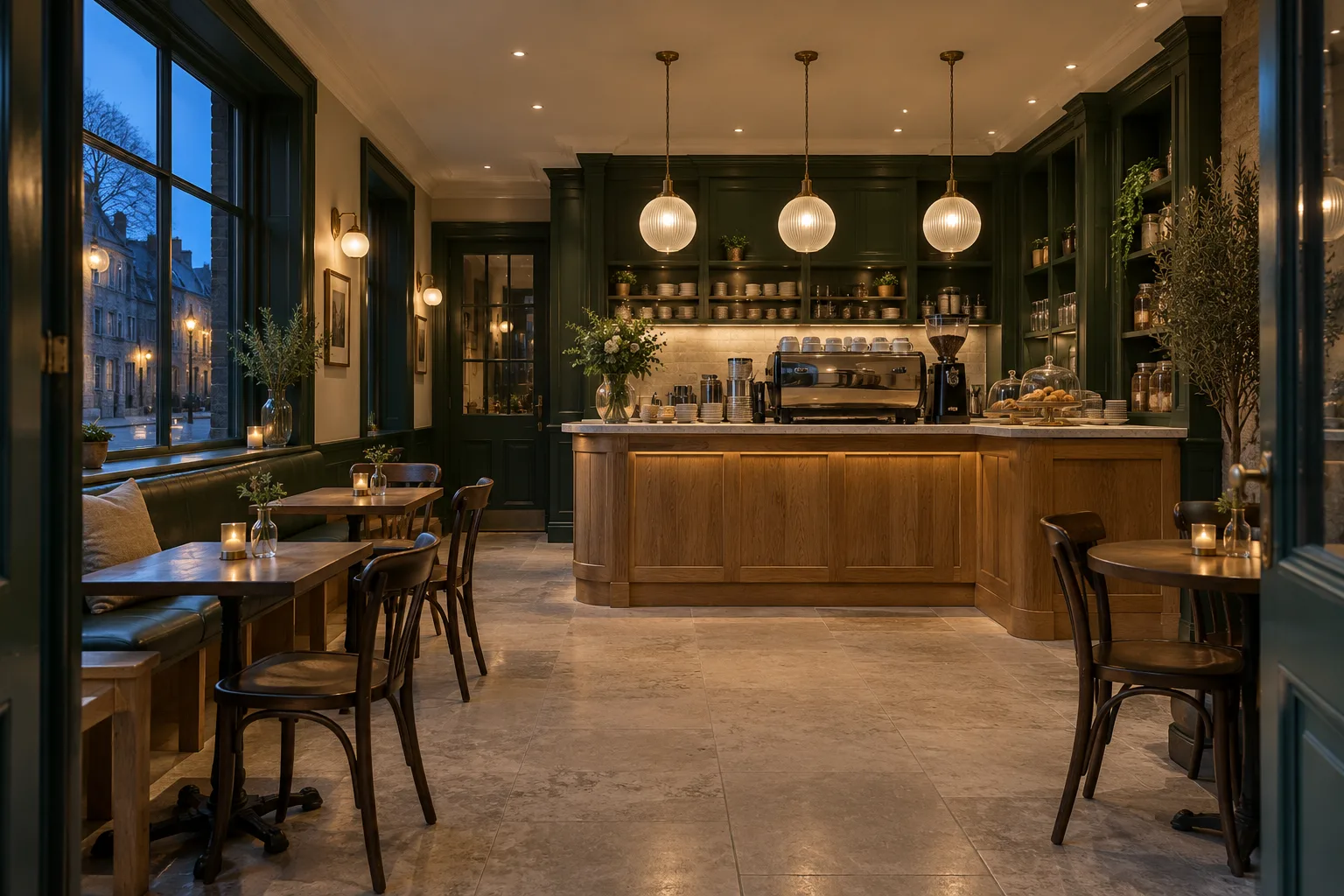 AI concept of a warmly lit café